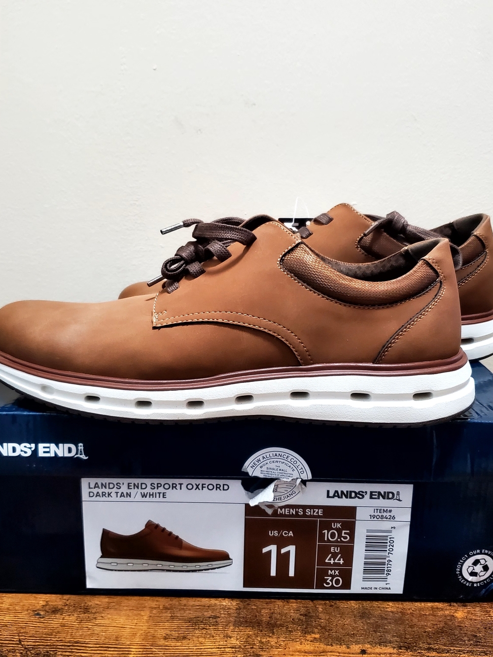 Lands' End Men's Dark Tan Sport Oxford
